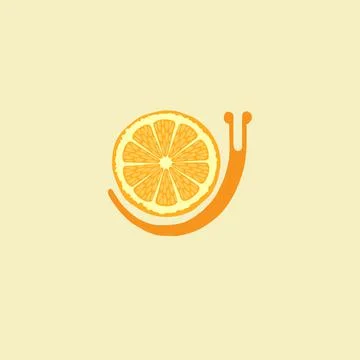 Snail with orange Stock Illustration