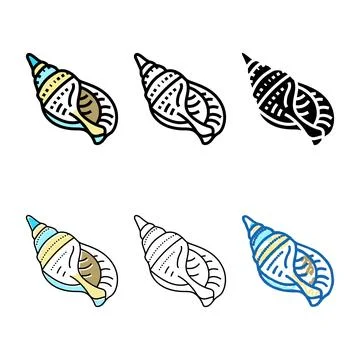 Snail sea variations shell beach color icon vector Stock Illustration