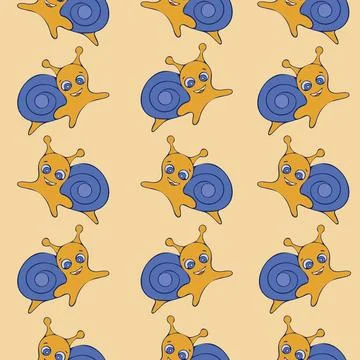 Snail Seamless Pattern. Digital Paper with Snail Illustration. Stock Illustration