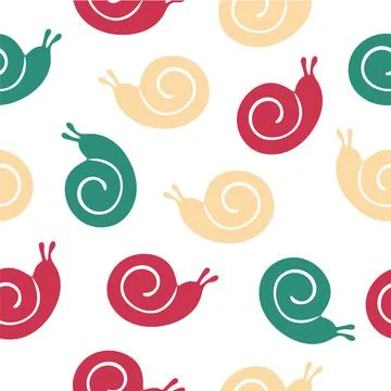 Snail seamless pattern. A hand-drawn snail icon. A simple logo. Vector Stock Illustration