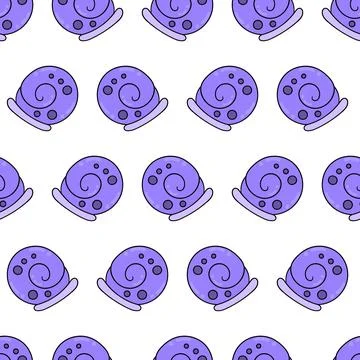 Snail shell purple seamless repeat pattern. background illustration Illustrazione stock