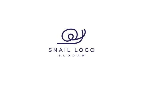 Snail single line logo design, abstract snail logo design , vector illustrati Stock Illustration