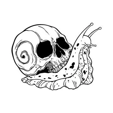 Snail with a skull shell and a spotted body Stock Illustration
