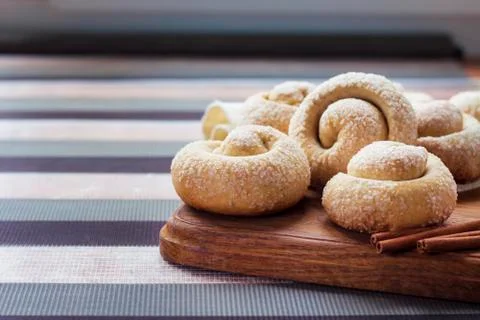 Snail sugar cookies with cinnamon Stock Photos