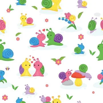 Snail vector snail-shaped character with shell and cartoon snailfish or snail Stock Illustration