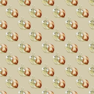 Snail watercolor pattern design for textile and wallpaper applications Stock Illustration