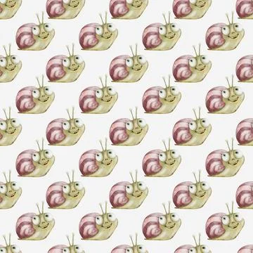 Snail watercolor pattern design for textile and packaging applications Stock-Illustration