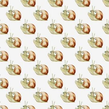 Snail watercolor pattern for textile design and packaging uses in seamless .. Stock Illustration