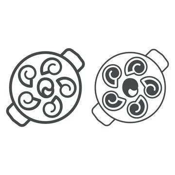Snails line and solid icon, french food concept, snails vector sign on white Stock Illustration