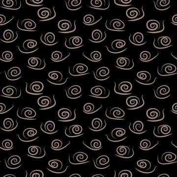 Snails seamless vector pattern on dark background 스톡 일러스트