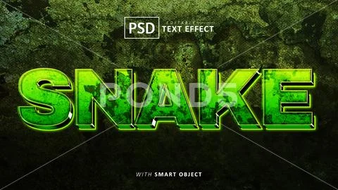 Snake 3d text effect editable PSD Template