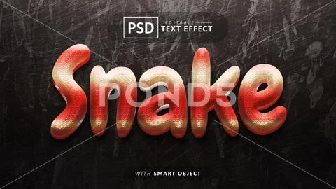 Snake 3d text effect editable PSD Template