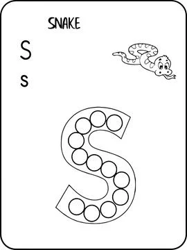 Snake abc animals dot markers activity Pages Stock-Illustration