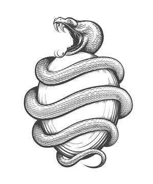 Snake and The World Orphic Egg Tattoo Stock Illustration