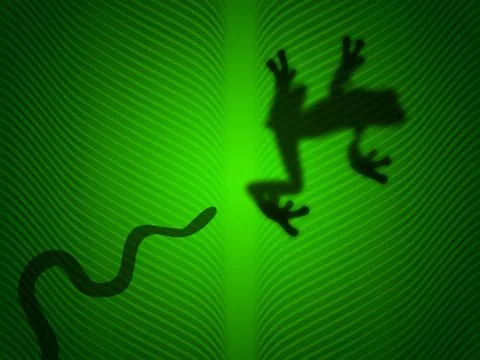 Snake atack a tree rog on green leaf Stock Illustration