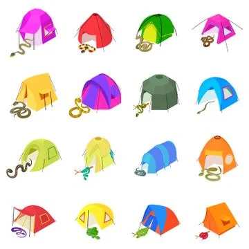 Snake attack icons set, isometric style Stock Illustration