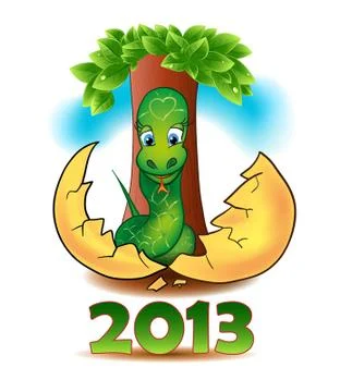 Snake been born under tree Stock Illustration