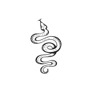 Snake black contour vector icon. Spotted serpent with tongue hanging out. Car Illustrazione stock