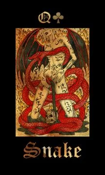 Snake. Card of Lenormand oracle deck Gothic Mysteries. 스톡 일러스트