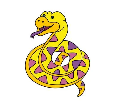 Snake character Vector color doodle illustration isolated on white Stock Illustration