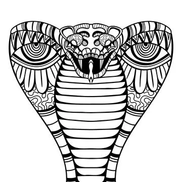 Snake cobra mandala zentangle coloring page illustration Stock Illustration