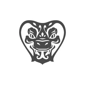 Snake cobra muzzle head with hood and tongue monochrome icon vector illustrat Illustration