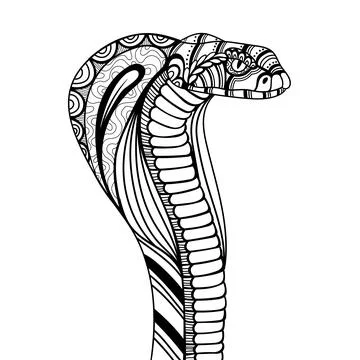 Snake cobra side position mandala zentangle coloring page illustration Stock Illustration