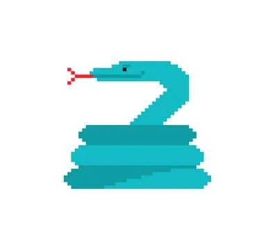 Snake coiled pixel art. serpent icon sign 8 bit. Vector pixelated Stock Illustration