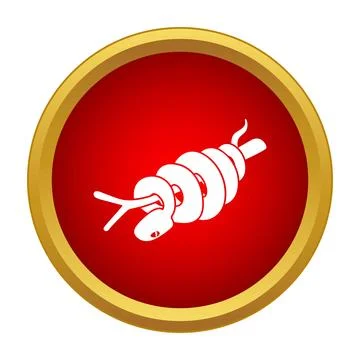 Snake coiling on branch icon in red circle イラスト素材