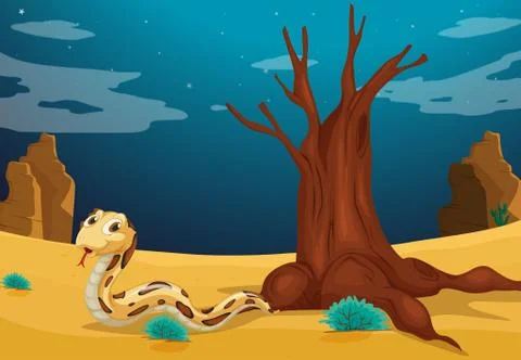 A snake at the desert 库存插图