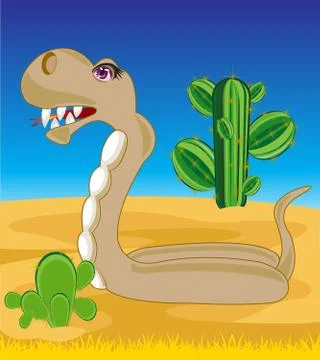 Snake in desert Stock Illustration
