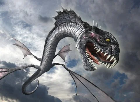Snake Dragon Attacks Stock Illustration