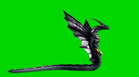 Snake dragon mythical creature in motion - green screen 스톡 동영상 35451641