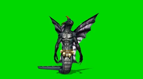 Snake dragon mythical creature in motion - green screen Stock-Footage 35451718