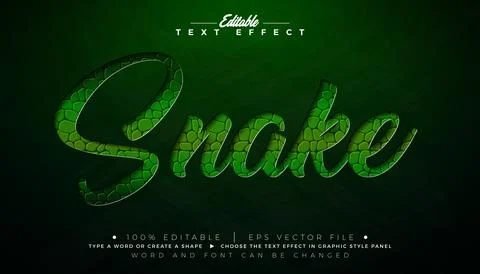 Snake Editable Text Effect Design Vector Graphic Style with Skin Texture Ty.. Illustrazione stock