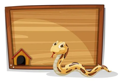 A snake in front of an empty board Illustrazione stock