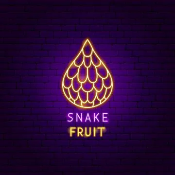 Snake Fruit Neon Label Stock Illustration