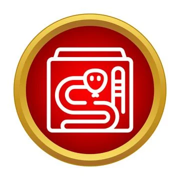 Snake game icon inside red circle button Stock Illustration