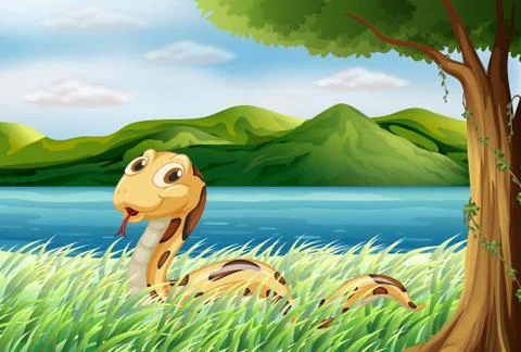 A snake at the grass Stock Illustration