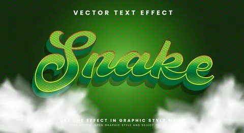 Snake green editable text effect viper and cobra font style Stock Illustration