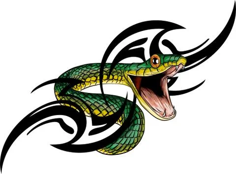 Snake. Hand drawn vector illustration in ink technique on grunge background Stock Illustration