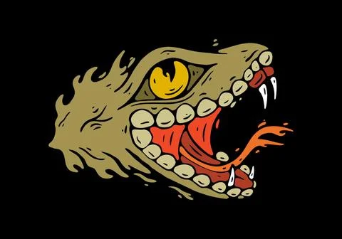 Snake head digital hand drawing 스톡 일러스트