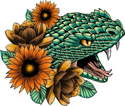 Snake head hand drawn vector illustration design Stock Illustration