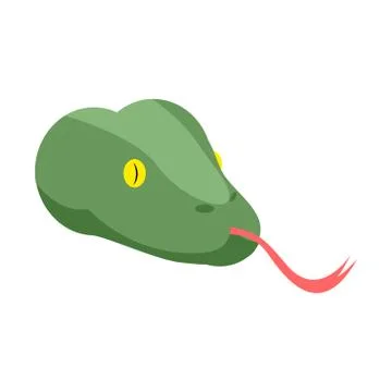 Snake head isolated. BoA face on white background. Green reptile Illustration