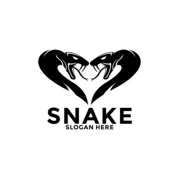 Snake head logo icon, Snake heart logo vector design template Stock Illustration