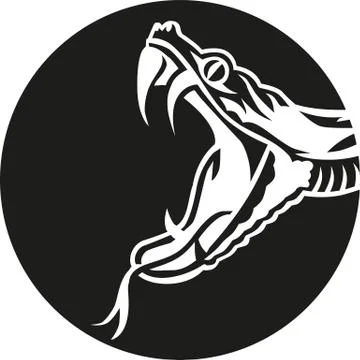 Snake head ready to strike stamped out of a circle Stock-Illustration