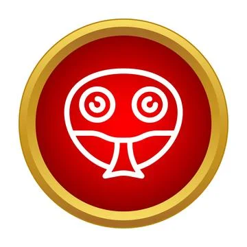 Snake head simple line icon on red button Stock Illustration