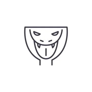 Snake head vector line icon, sign, illustration on background, editable strokes イラスト素材