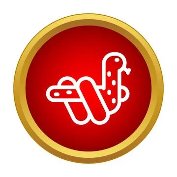 Snake icon creating a knot in red circle Stock Illustration