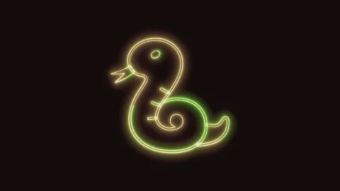 Snake Icon Neon Seamless Loop 4K (Black Background) Video stock 310360589